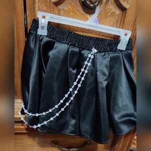 Elegant Black Mini Skirt with Crystal Chain
